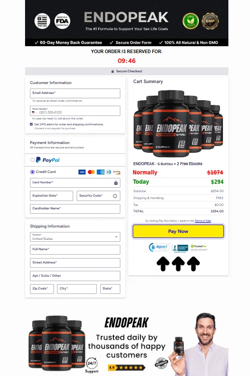 EndoPeak Secured Order Page